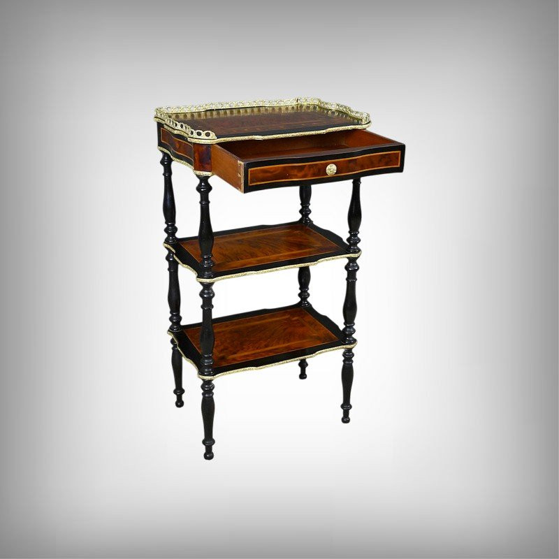Small Napoleon III Style Marquetry Coffee Table - 2nd Half 19th Century-photo-2