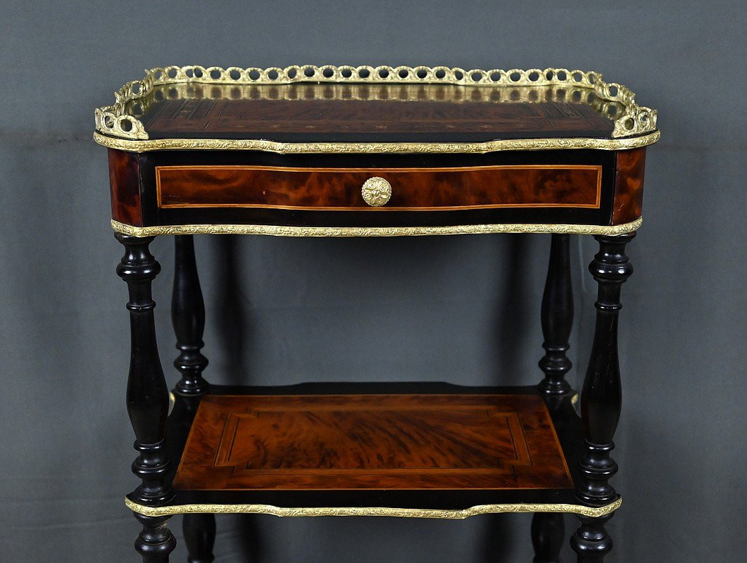 Small Napoleon III Style Marquetry Coffee Table - 2nd Half 19th Century-photo-5