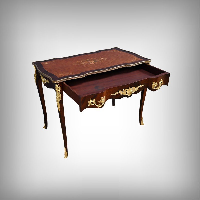 Table-Bureau en Palissandre, Bois de Rose et Acajou, style Louis XV – Début XXe-photo-2