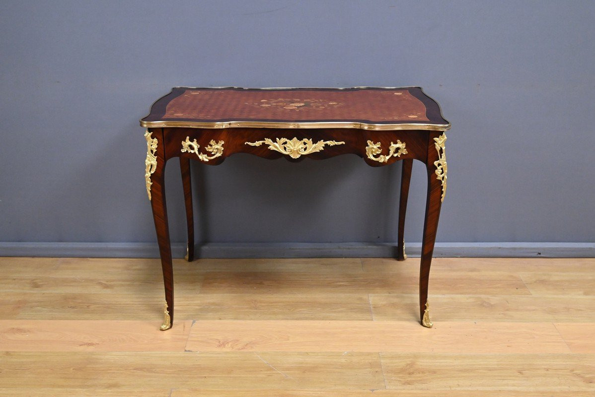 Table-Bureau en Palissandre, Bois de Rose et Acajou, style Louis XV – Début XXe-photo-3