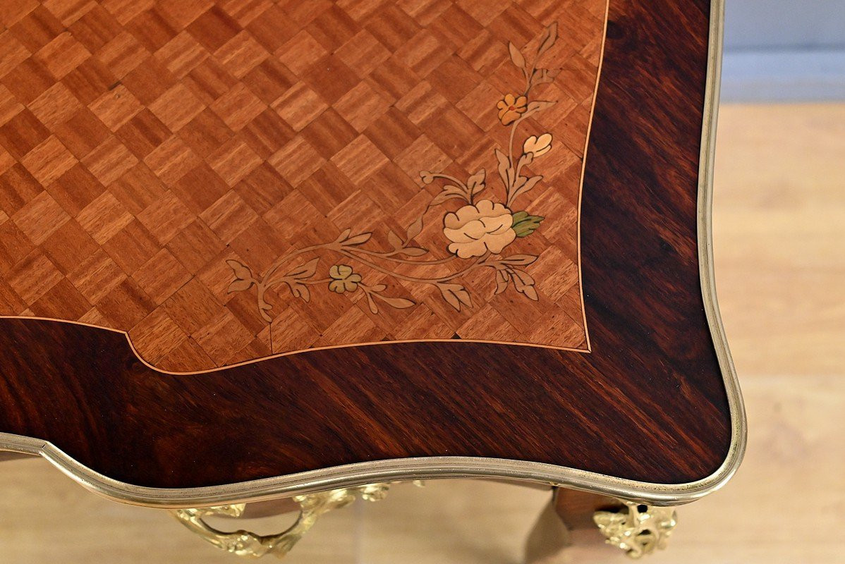Table-Bureau en Palissandre, Bois de Rose et Acajou, style Louis XV – Début XXe-photo-2