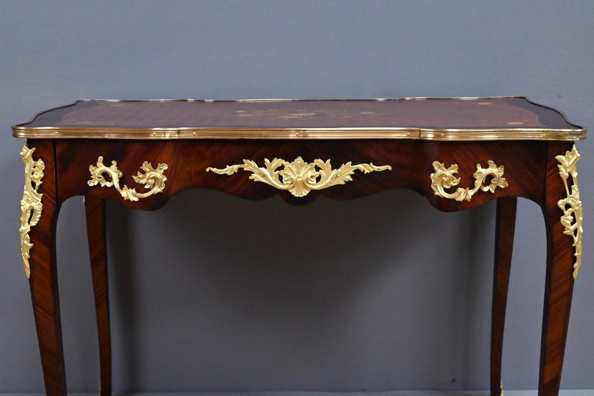 Table-Bureau en Palissandre, Bois de Rose et Acajou, style Louis XV – Début XXe-photo-5