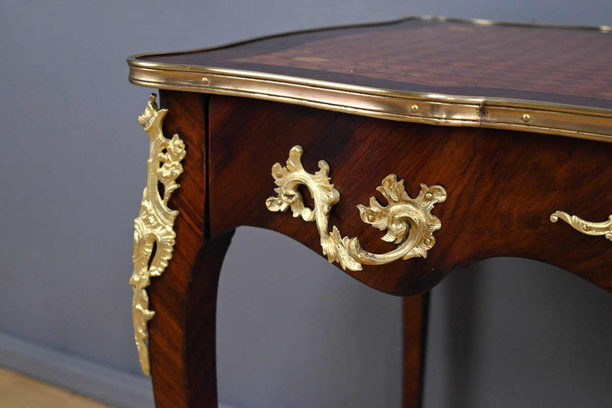 Table-Bureau en Palissandre, Bois de Rose et Acajou, style Louis XV – Début XXe-photo-7