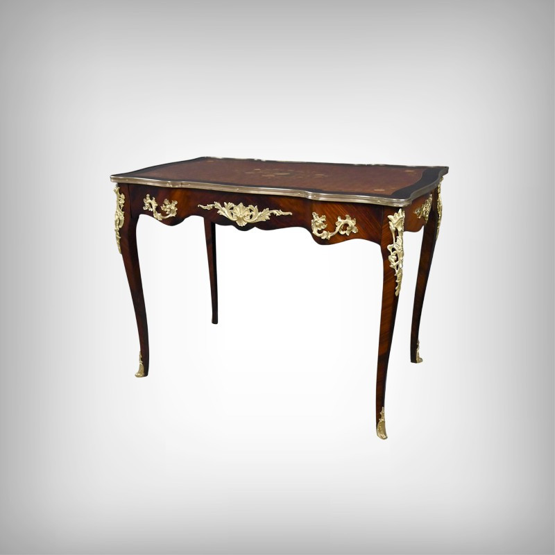 Table-Bureau en Palissandre, Bois de Rose et Acajou, style Louis XV – Début XXe