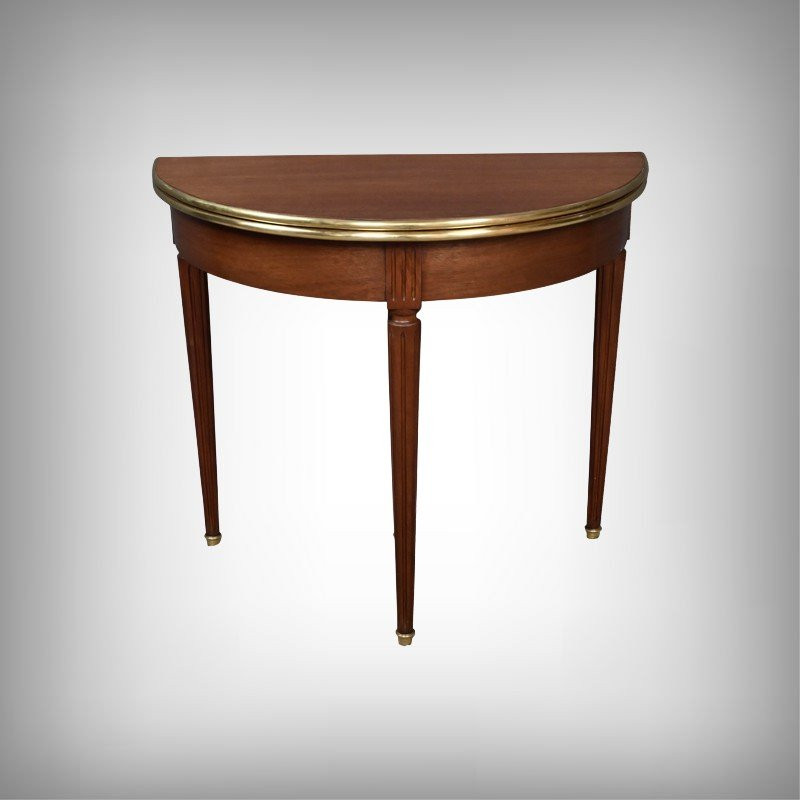 Table à Jeux Demi-Lune en Acajou, style Louis XVI – Début XXe-photo-2