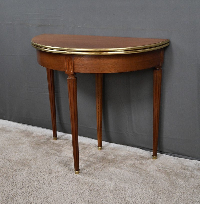 Table à Jeux Demi-Lune en Acajou, style Louis XVI – Début XXe-photo-4