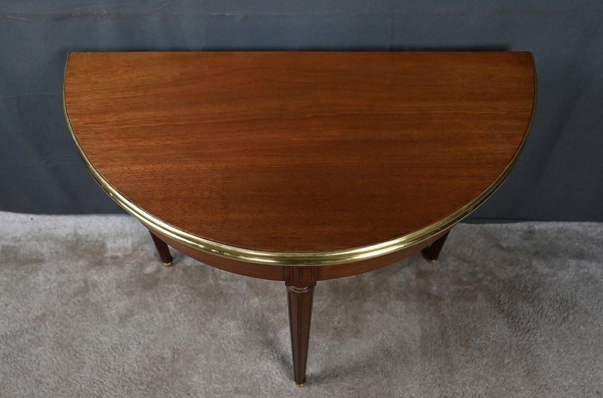 Table à Jeux Demi-Lune en Acajou, style Louis XVI – Début XXe-photo-1