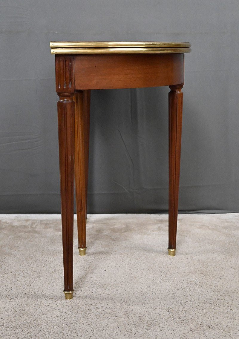 Table à Jeux Demi-Lune en Acajou, style Louis XVI – Début XXe-photo-5