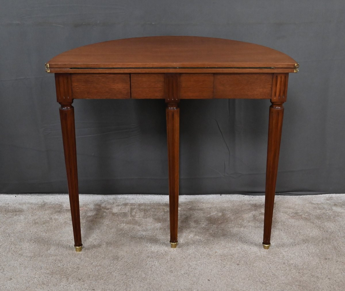 Table à Jeux Demi-Lune en Acajou, style Louis XVI – Début XXe-photo-6