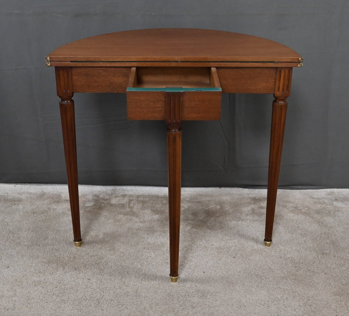 Table à Jeux Demi-Lune en Acajou, style Louis XVI – Début XXe-photo-7