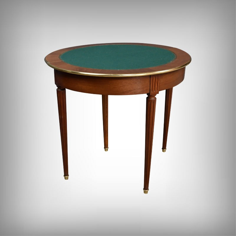 Table à Jeux Demi-Lune en Acajou, style Louis XVI – Début XXe