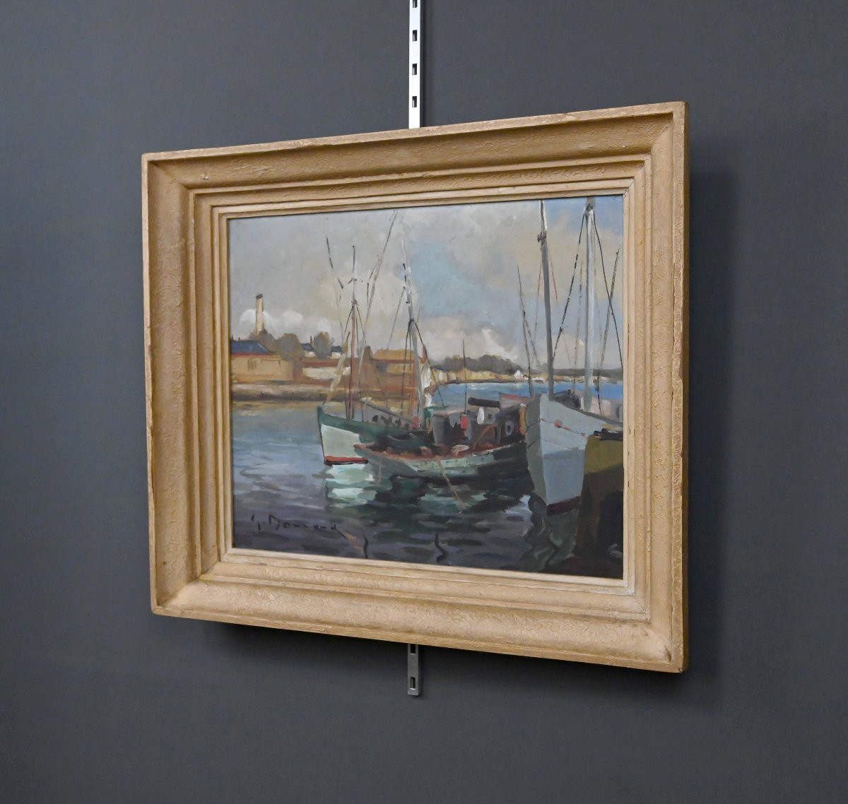 Tableau « Thoniers à Quai », Huile sur panneau, signé G. Boulard – Milieu XXe-photo-4