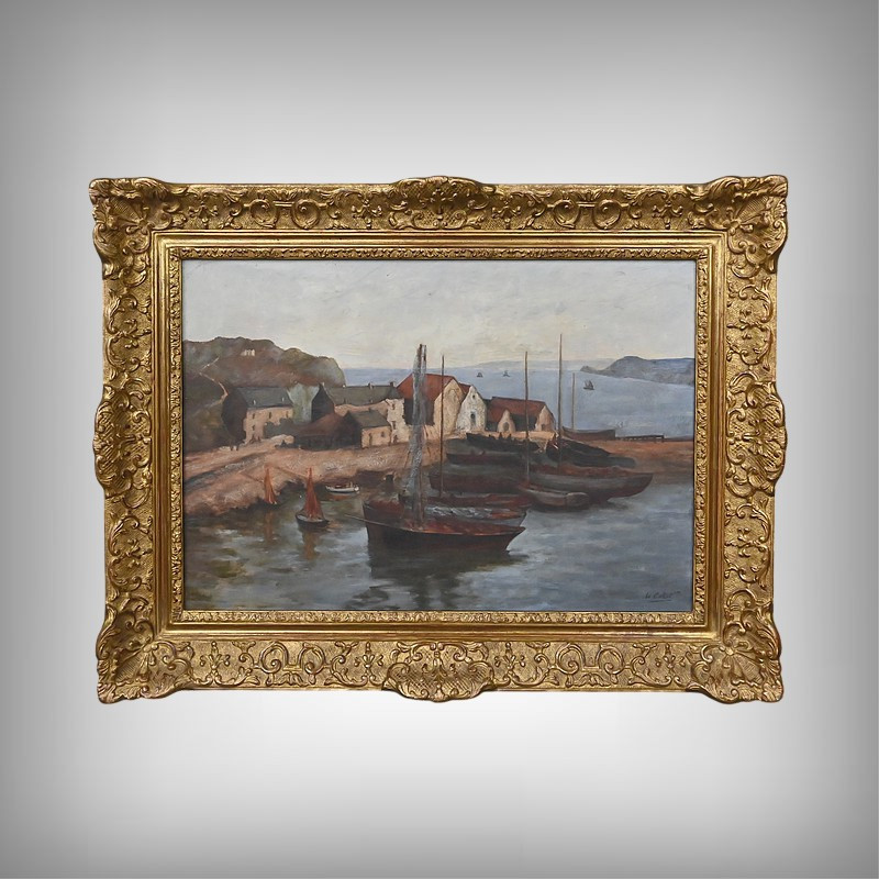 Tableau « Le Port de Camaret », Huile sur Toile, signé H. Callot – Début XXe