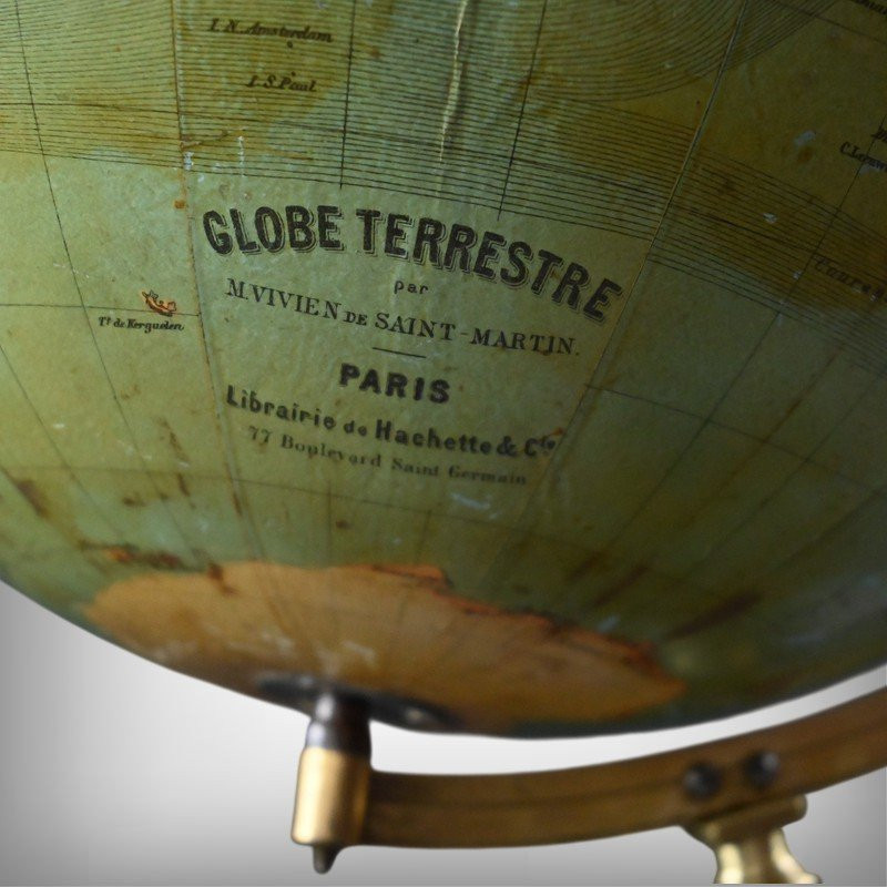 Globe Terrestre ed.Hachette, signé M. Vivien de Saint Martin – 1870-photo-2