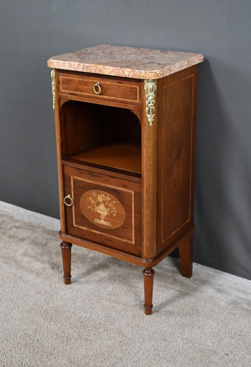Small Louis XVI Style Marquetry Living Room Cabinet - Early 20th Century-photo-4