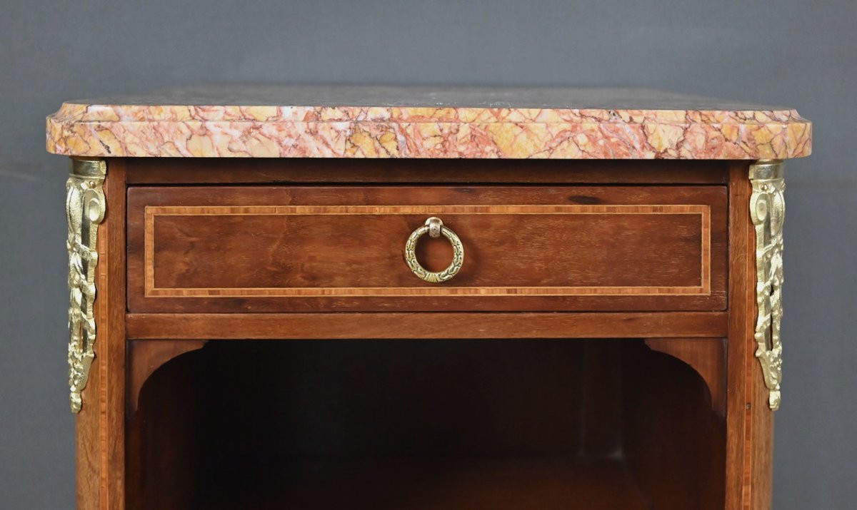 Small Louis XVI Style Marquetry Living Room Cabinet - Early 20th Century-photo-3
