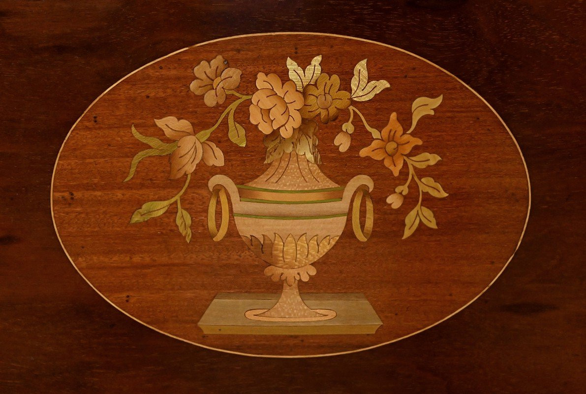 Small Louis XVI Style Marquetry Living Room Cabinet - Early 20th Century-photo-7