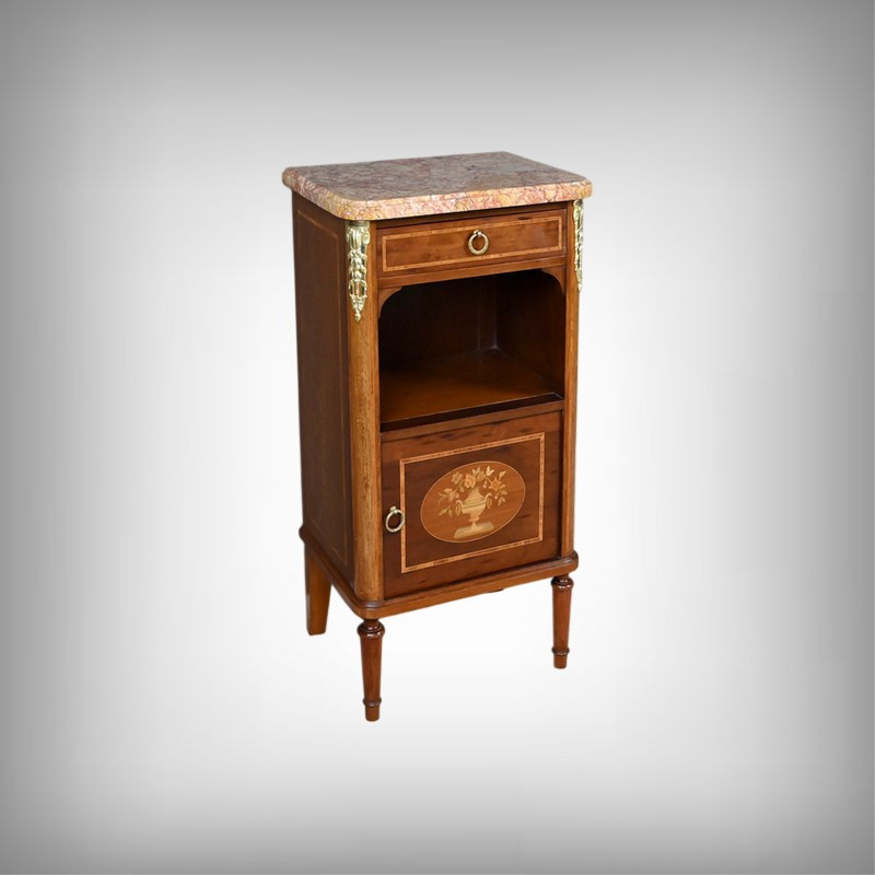 Small Louis XVI Style Marquetry Living Room Cabinet - Early 20th Century