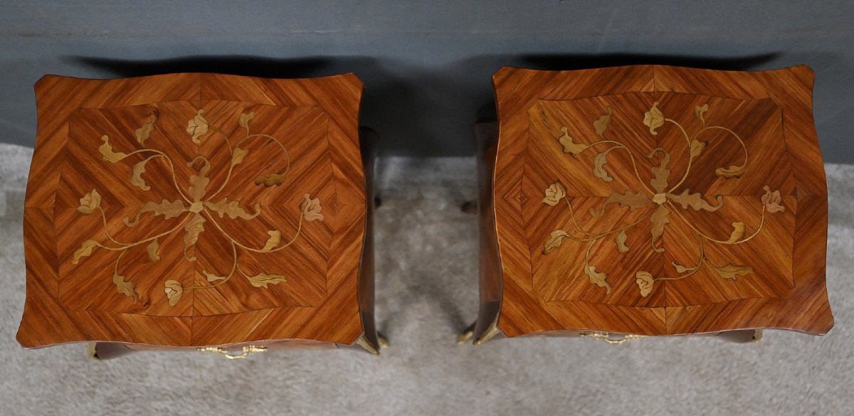 Pair Of Marquetry Headboards, Louis XV Style - Mid 20th Century-photo-1