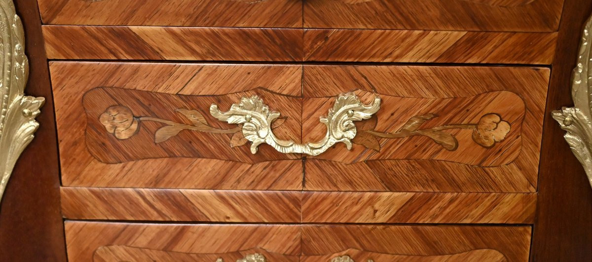 Pair Of Marquetry Headboards, Louis XV Style - Mid 20th Century-photo-7