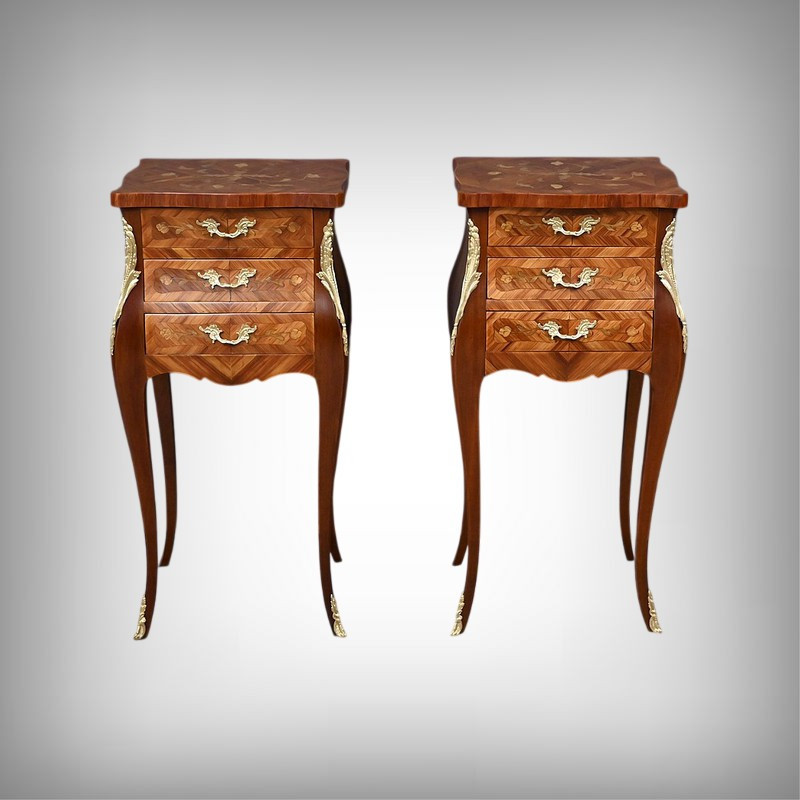 Pair Of Marquetry Headboards, Louis XV Style - Mid 20th Century