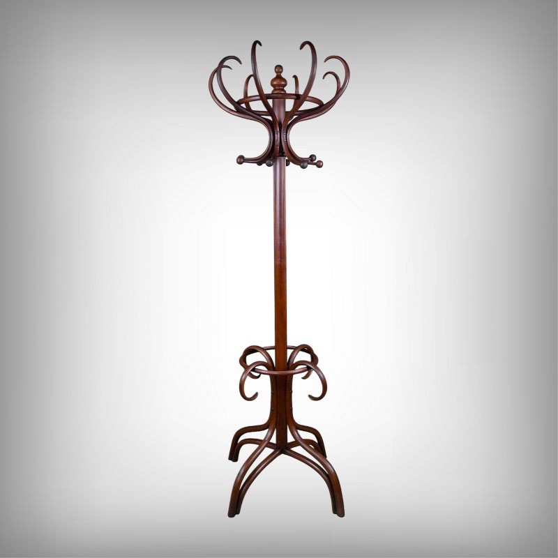 Large Curved Beech Parrot Coat Rack, Thonet Style – Early 20th Century