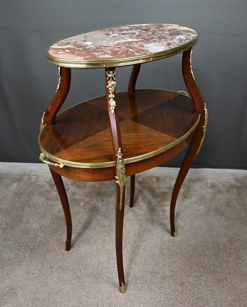 Mahogany-veneered Tea Table, Louis XV Style – Early 20th Century-photo-3