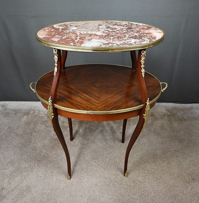 Mahogany-veneered Tea Table, Louis XV Style – Early 20th Century-photo-4
