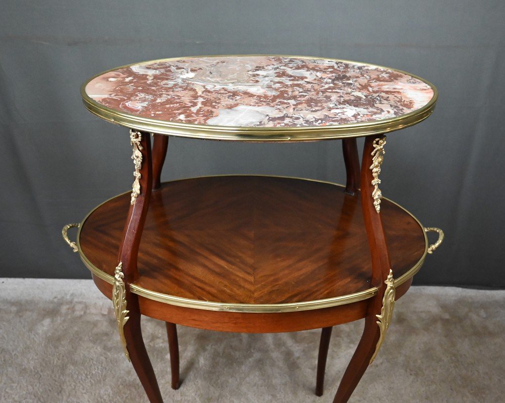 Mahogany-veneered Tea Table, Louis XV Style – Early 20th Century-photo-3