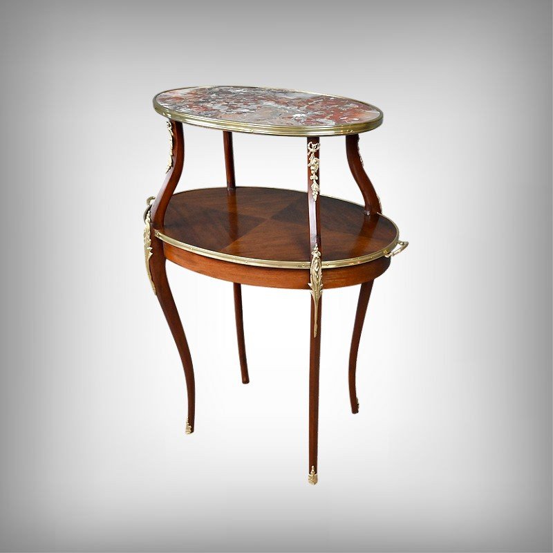 Mahogany-veneered Tea Table, Louis XV Style – Early 20th Century
