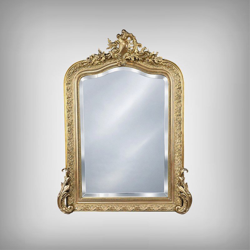 Miroir Biseauté à Fronton, style Louis XV – 2ème partie XIXe