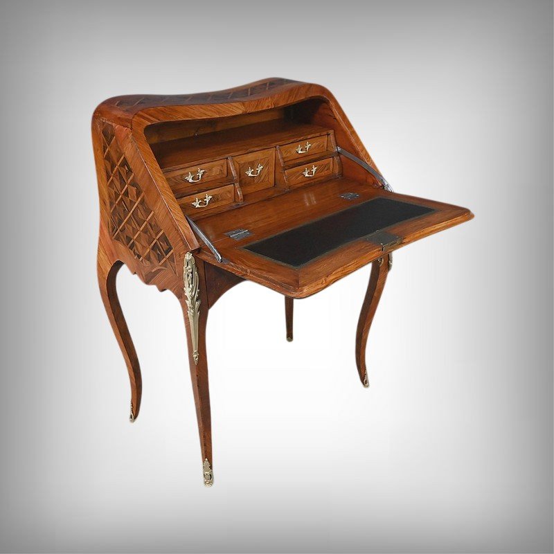 Petit Bureau de Dame en Marqueterie, style Louis XV – 1ère partie XXe-photo-2