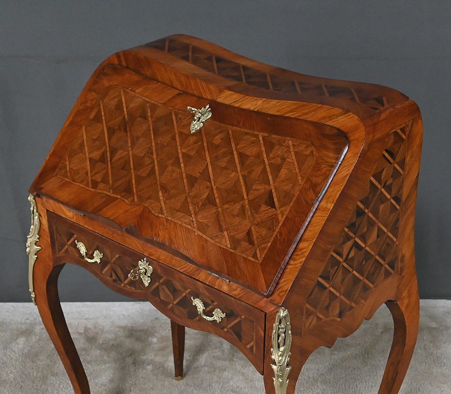 Petit Bureau de Dame en Marqueterie, style Louis XV – 1ère partie XXe-photo-4