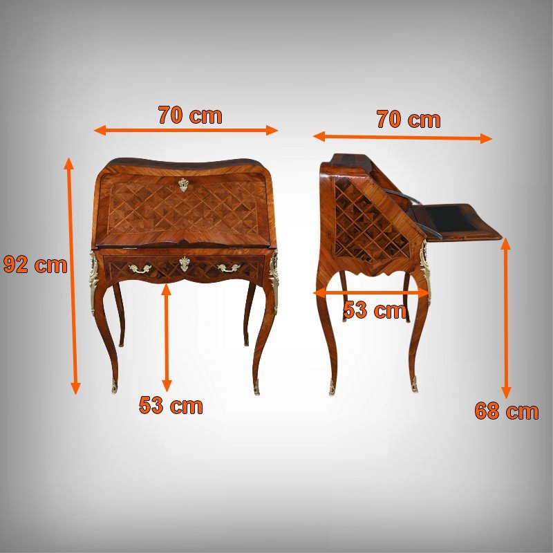 Petit Bureau de Dame en Marqueterie, style Louis XV – 1ère partie XXe-photo-8
