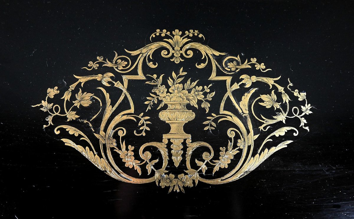 Blackened Wood Sewing Table, Napoleon III Period – Second Half Of The 19th Century-photo-1