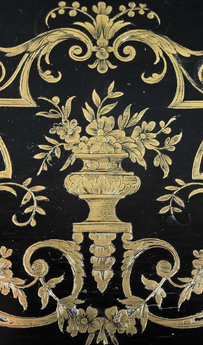 Blackened Wood Sewing Table, Napoleon III Period – Second Half Of The 19th Century-photo-2