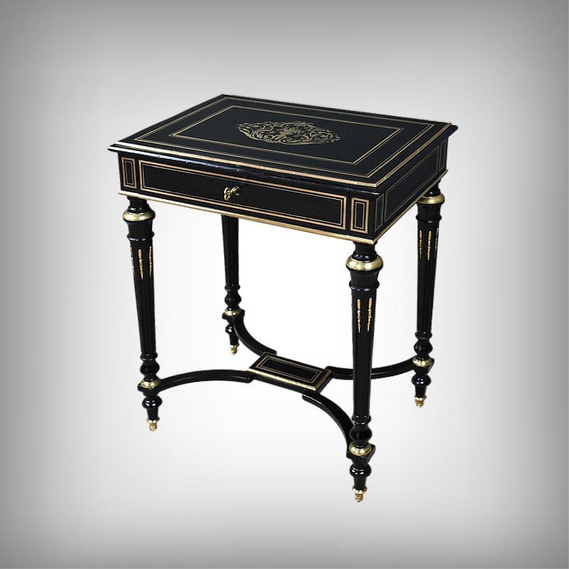 Blackened Wood Sewing Table, Napoleon III Period – Second Half Of The 19th Century