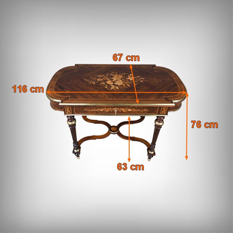 Table de Milieu en Placage de Palissandre, époque Napoléon III – 2ème partie XIXe-photo-8