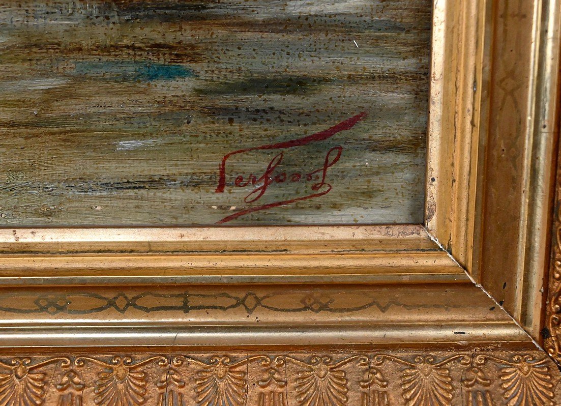 Tableau « Voilier sur mer calme », Huile sur toile – Fin XIXe-photo-6