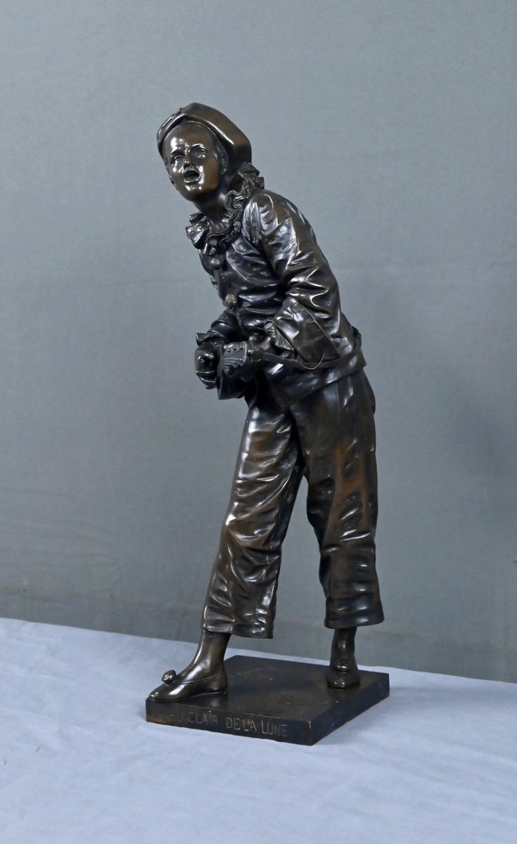 Important Bronze « Au clair de la Lune », signé Bouret – Fin XIXe-photo-3