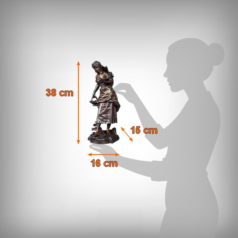 Bronze « Jeune Fille au Panier », signé E. Bouret – Fin XIXe-photo-8