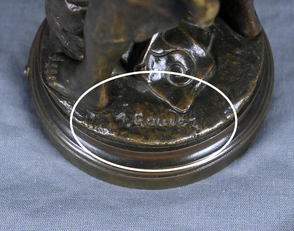 Bronze Sculpture “the Blacksmith,” Signed By A. Gaudez – Late 19th Century-photo-2