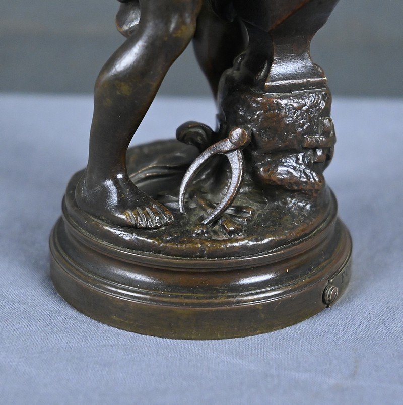 Bronze Sculpture “the Blacksmith,” Signed By A. Gaudez – Late 19th Century-photo-3