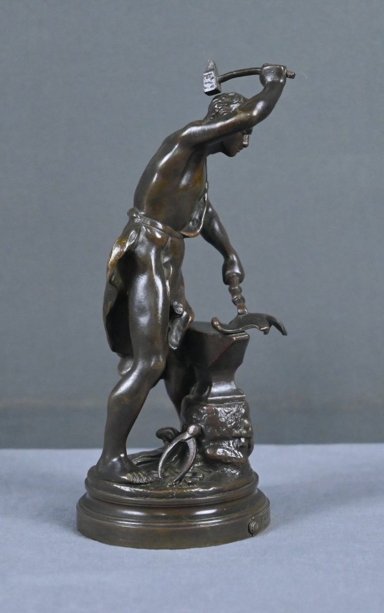 Bronze Sculpture “the Blacksmith,” Signed By A. Gaudez – Late 19th Century-photo-5