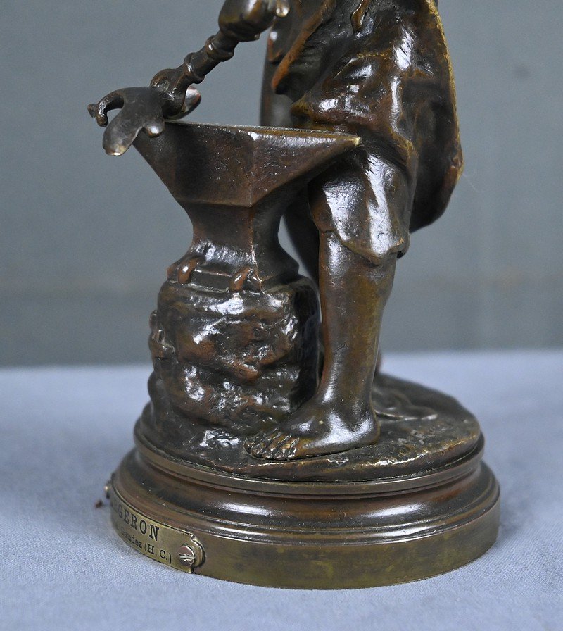 Bronze Sculpture “the Blacksmith,” Signed By A. Gaudez – Late 19th Century-photo-6