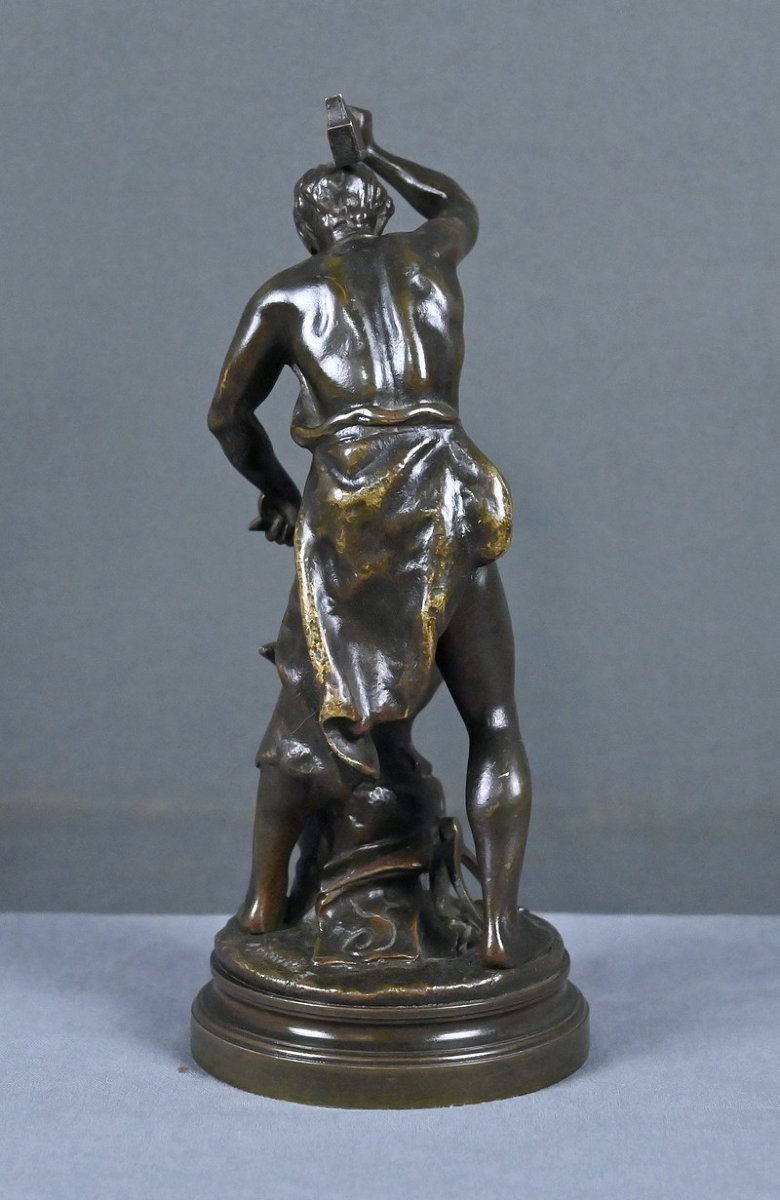 Bronze Sculpture “the Blacksmith,” Signed By A. Gaudez – Late 19th Century-photo-7