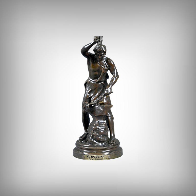 Bronze Sculpture “the Blacksmith,” Signed By A. Gaudez – Late 19th Century