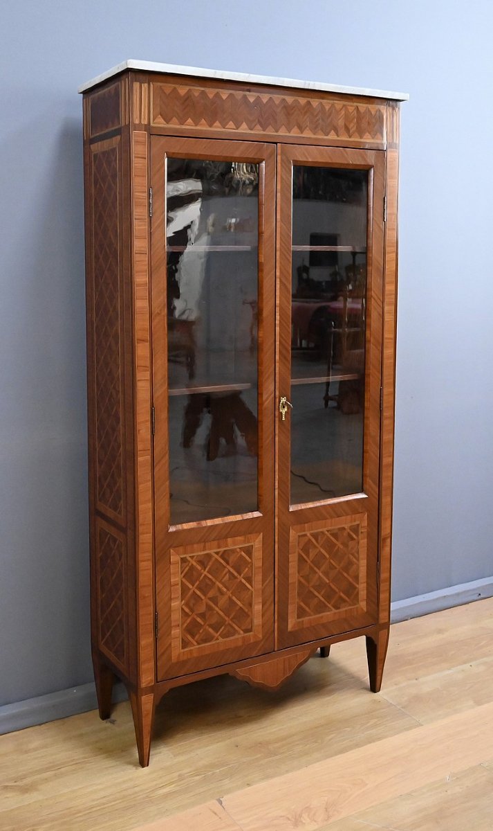 Petite Bibliothèque en Marqueterie, style Louis XVI – Début XXe-photo-1