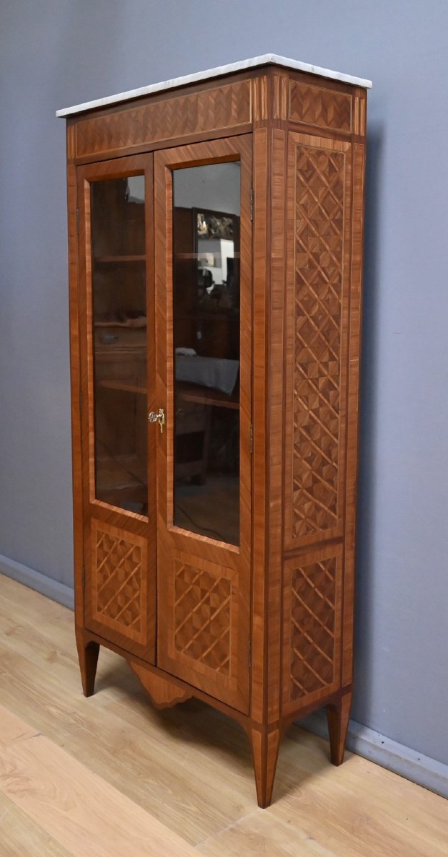 Petite Bibliothèque en Marqueterie, style Louis XVI – Début XXe-photo-6