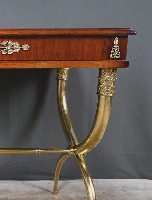 Mahogany-veneered Console Table, Empire Style – First Half Of The 20th Century-photo-4